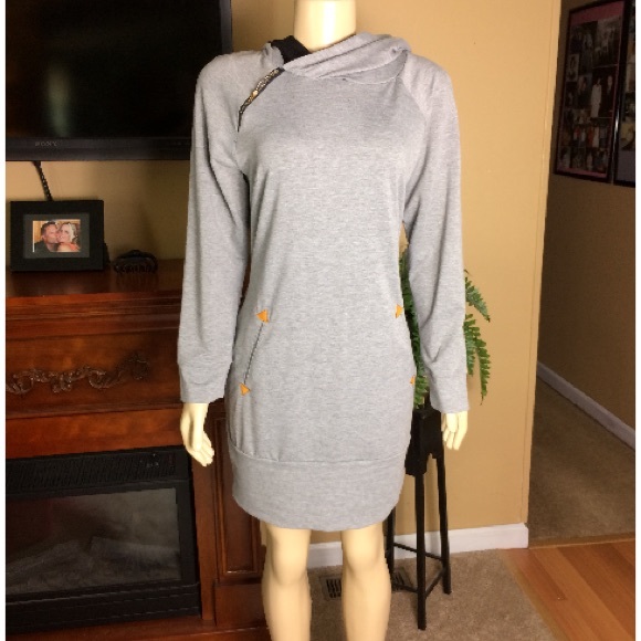 Gray Sweatshirt Dress - Picture 1 of 3